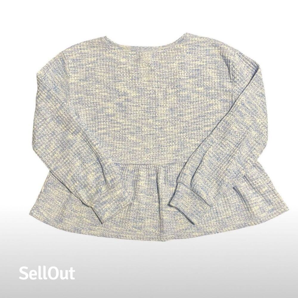 Girls SO® Blue Long Sleeve Peplum Top Size L 10-12 Pullover Blouse - Picture 3 of 6